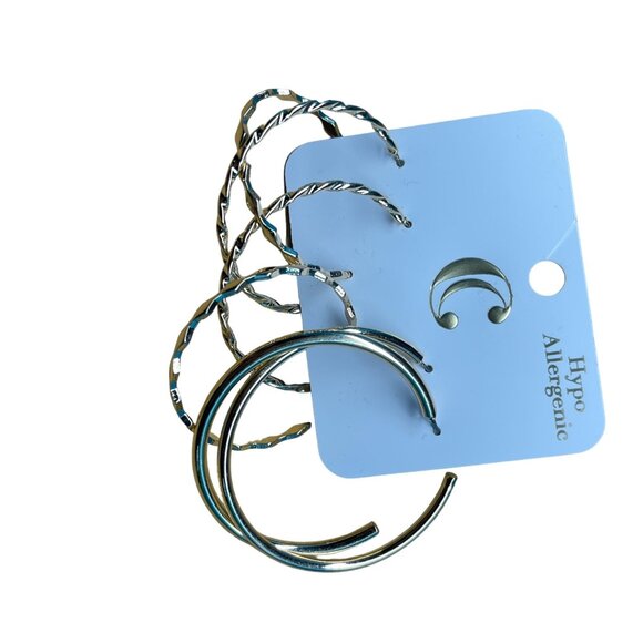 Charming Charlie MSRP 28 Set Of Hypoallergenic Gold-Tone Hoop Earrings With Smoo - Picture 5 of 5